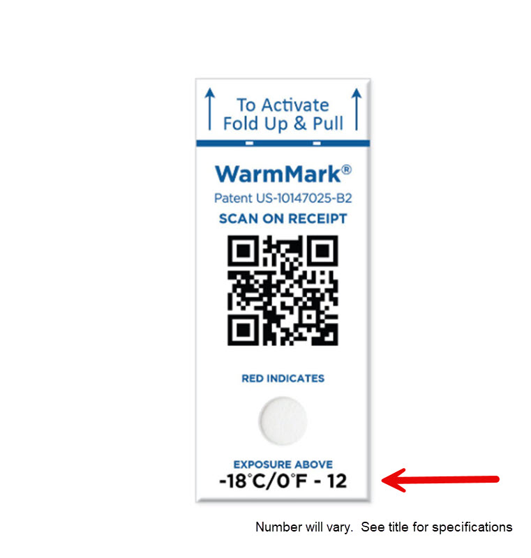 WarmMark QR -18C/0F 12 hour Single-Window Temperature Indicator